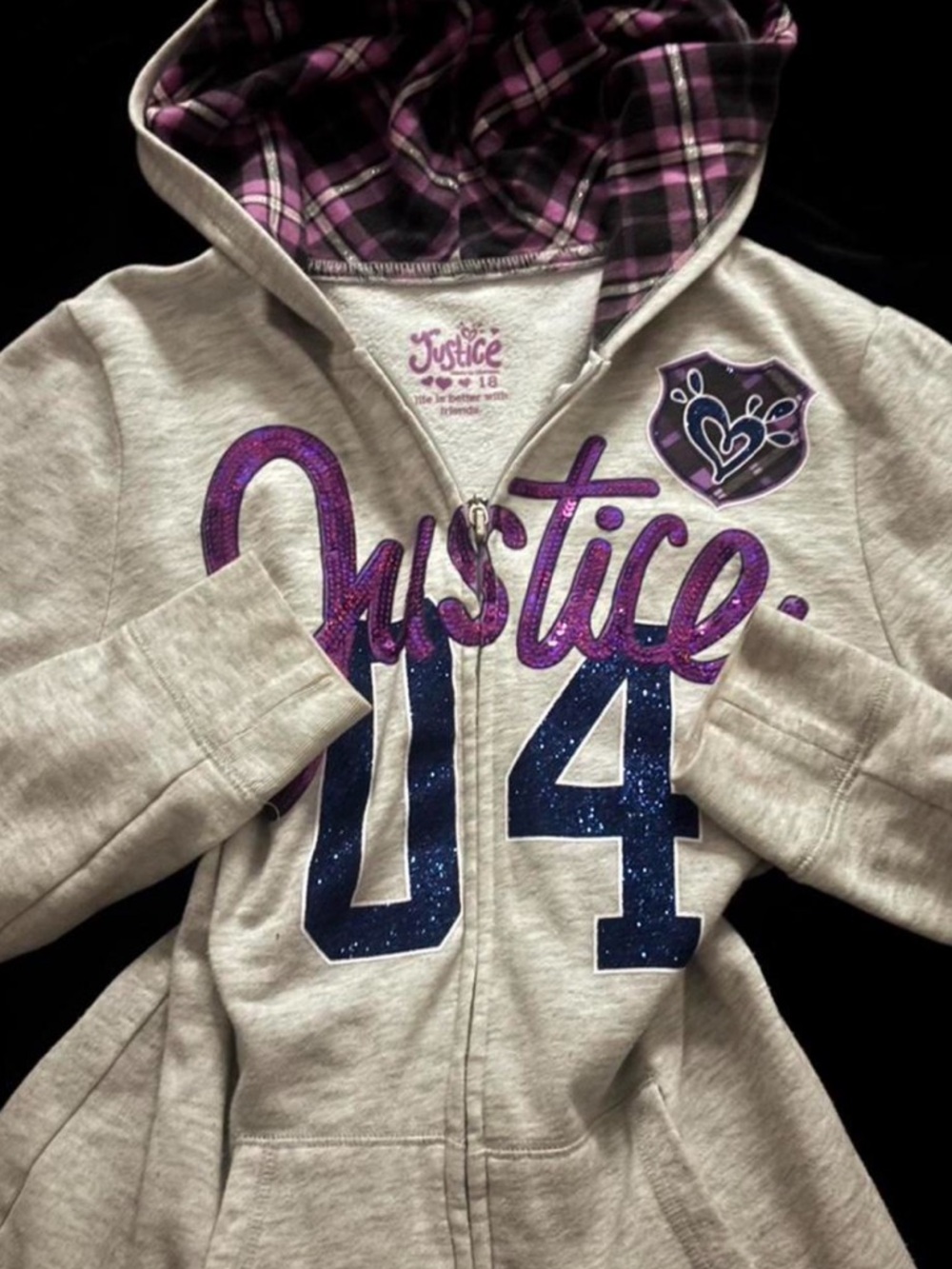 Justice Y2K Rare Find Light Grey Zip-Up